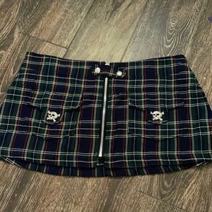 Tripp Nyc Plaid Skull Mini skirt